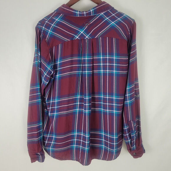 Magellan Shirt Womens Medium Maroon Top Classic Fit Long Sleeve Pocket Button Up - Picture 2 of 12
